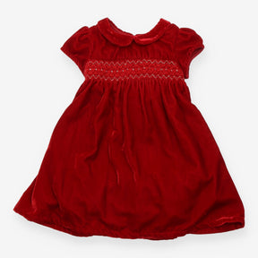Collared Party Dress Red Velvet in Velour