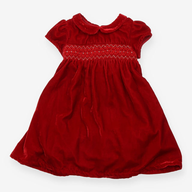 Collared Party Dress Red Velvet in Velour