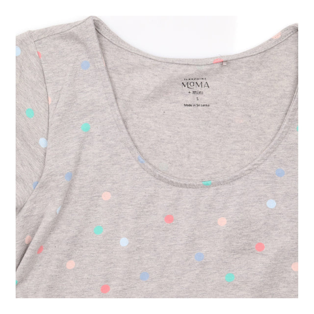 Grey Marl Pastel Polka Dot Cotton Stretch Double L
