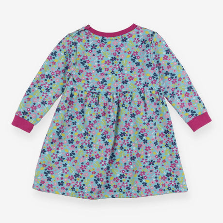 Blue Flowers Dress Purple Lining 