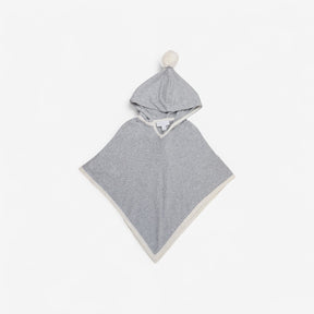 Grey Knit Pompom Poncho