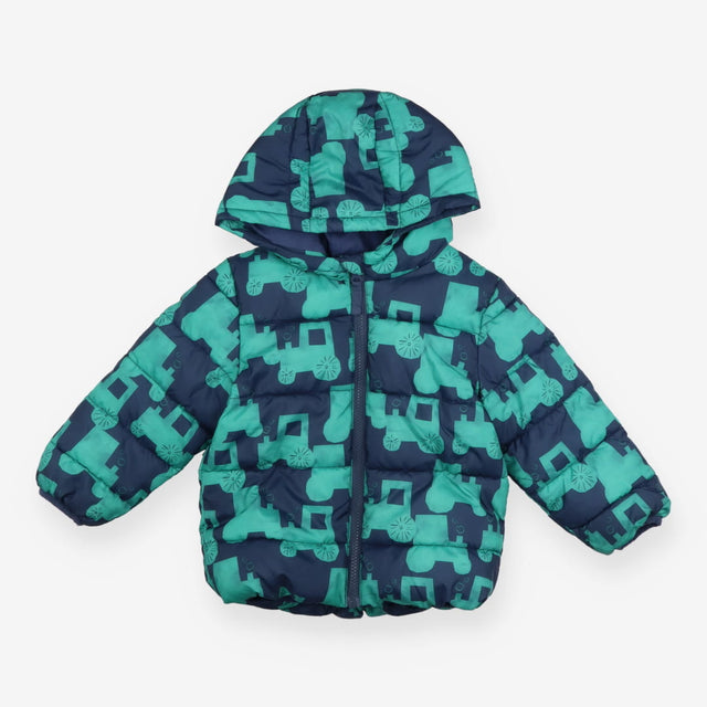 Puffer coat green and navy tractor