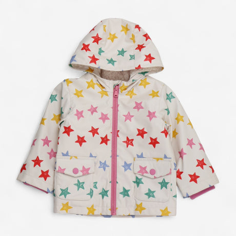 Raincoat Fleece Lined Cream with Rainbow Stars