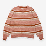  Pink Rust Cream Striped Crew Neck Knitted 