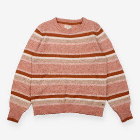  Pink Rust Cream Striped Crew Neck Knitted 
