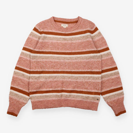  Pink Rust Cream Striped Crew Neck Knitted 