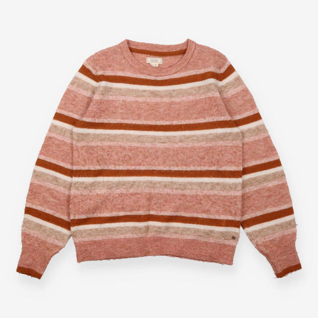  Pink Rust Cream Striped Crew Neck Knitted 