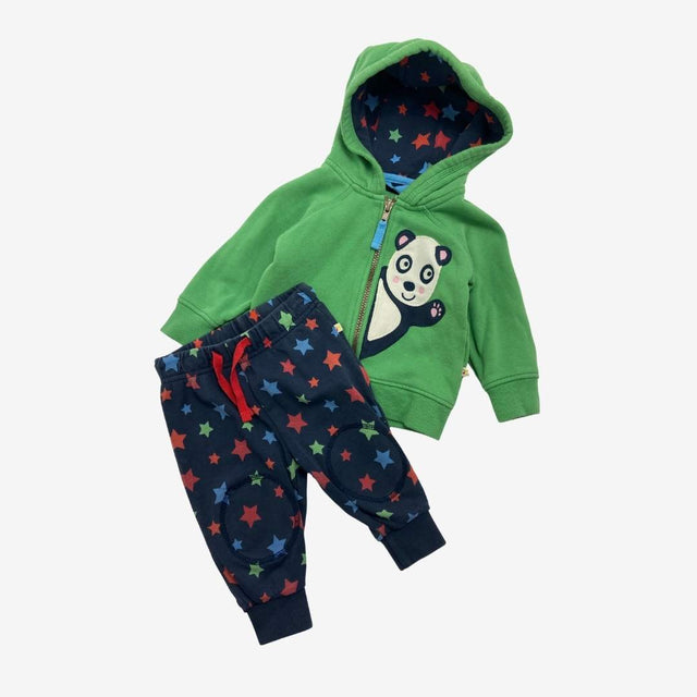 Green Panda Zipped Hoody and star print crawlers s
