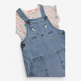 Dress Pinafore Denim Bunny and Floral T-shirt