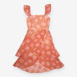 Azura Pink Red Organza Ruffle Midi Dress