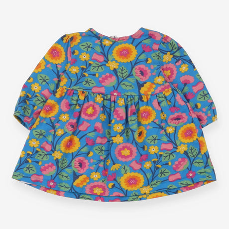 Dress LS jersey bright blue large flowers