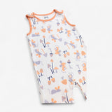 Romper white with grey an orang mice