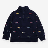 Sweater Half Zip Navy with Car Appliques