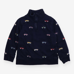 Sweater Half Zip Navy with Car Appliques