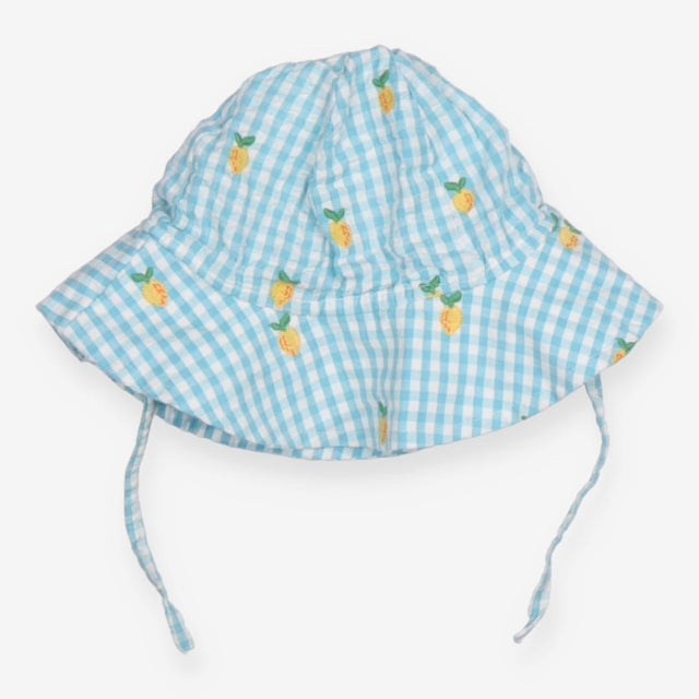 Blue Gingham Sun hat with Lemons