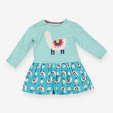 Dress LS jersey blue spot top LLama