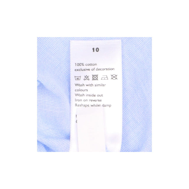 Cotton Blouse Blue Embroidered Long Sleeve