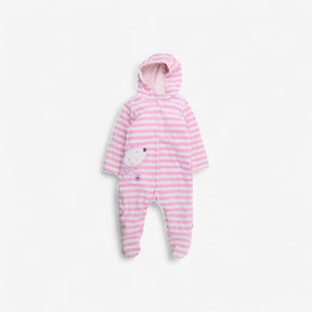 Pink Stripe velour Pramsuit