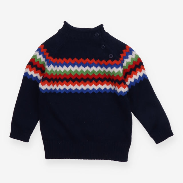 Funnel Neck Sweater Bold Zig Zag