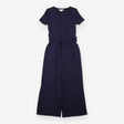 Jumpsuit Short Sleeve Wrap Front Tie Waist Navy
