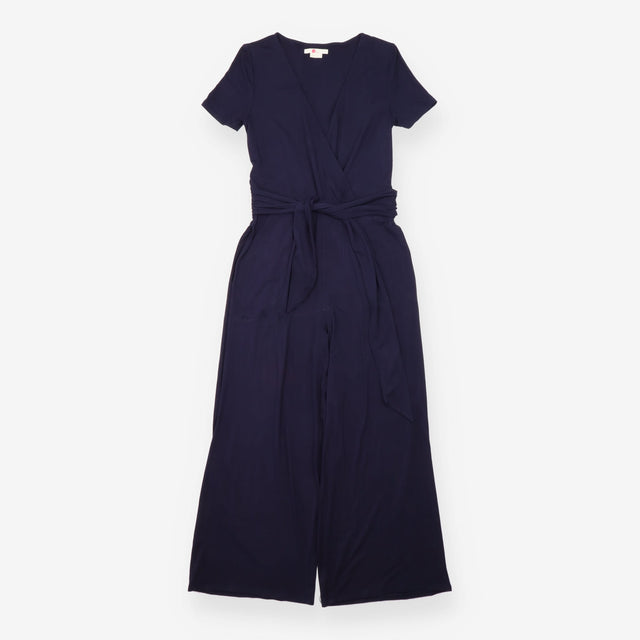 Jumpsuit Short Sleeve Wrap Front Tie Waist Navy