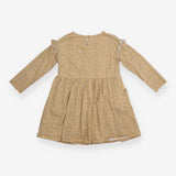 Jersey Dress Yellow Ditsy Floral Frill Shoulders