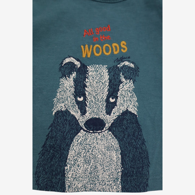 T-shirt LS Teal Badger All good in the woods