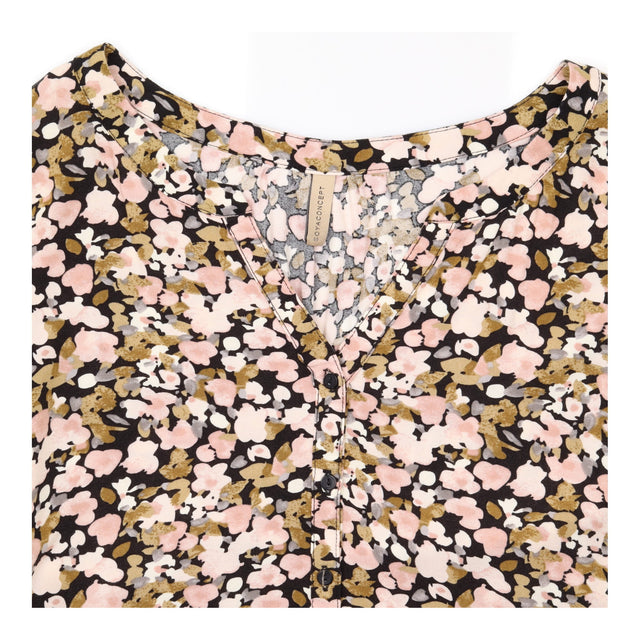 Top Blush Pink Floral Print Long Sleeve High Low H