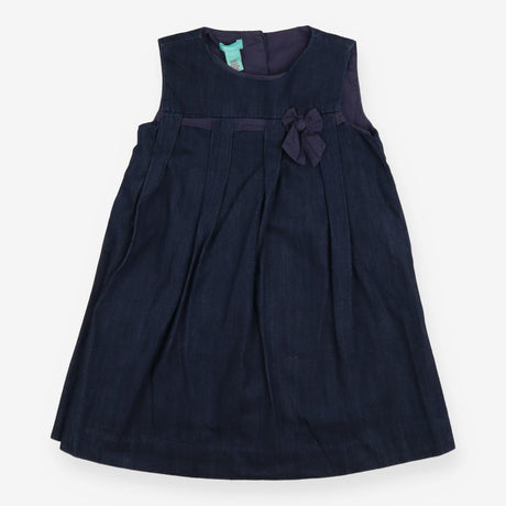 Denim Pinafore Dress with Bow