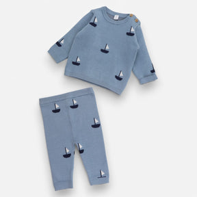 Outfit Blue Sweater and Trouser with Sail Boats