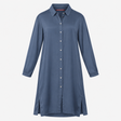 Shirt Dress Navy Cupro Long Sleeve Button Front Mi
