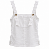 White 100% Linen Square Neck Cami Top