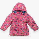 Pink raincoat with colourful hedgehogs