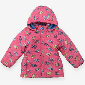 Pink raincoat with colourful hedgehogs