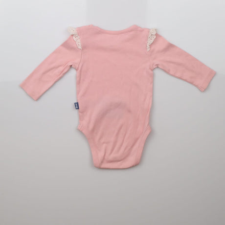 Bodysuit Pink Frill Shoulder White