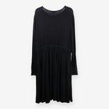 Long Sleeve Jersey Dress – Black, Cinched Waist