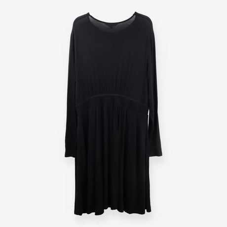 Long Sleeve Jersey Dress – Black, Cinched Waist