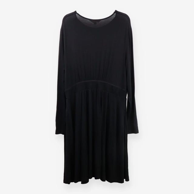 Long Sleeve Jersey Dress – Black, Cinched Waist