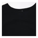 Black Textured Crepe Stretch Scoop Neck Short Slee