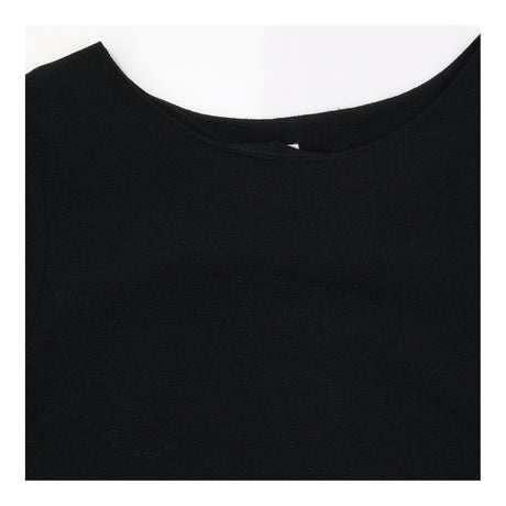 Black Textured Crepe Stretch Scoop Neck Short Slee