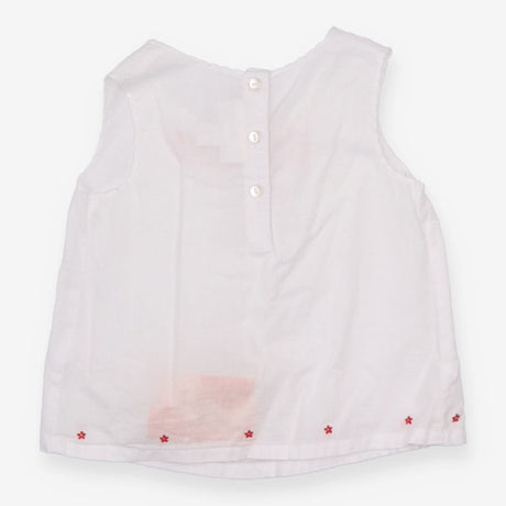 Vest Woven White with Pink Detail