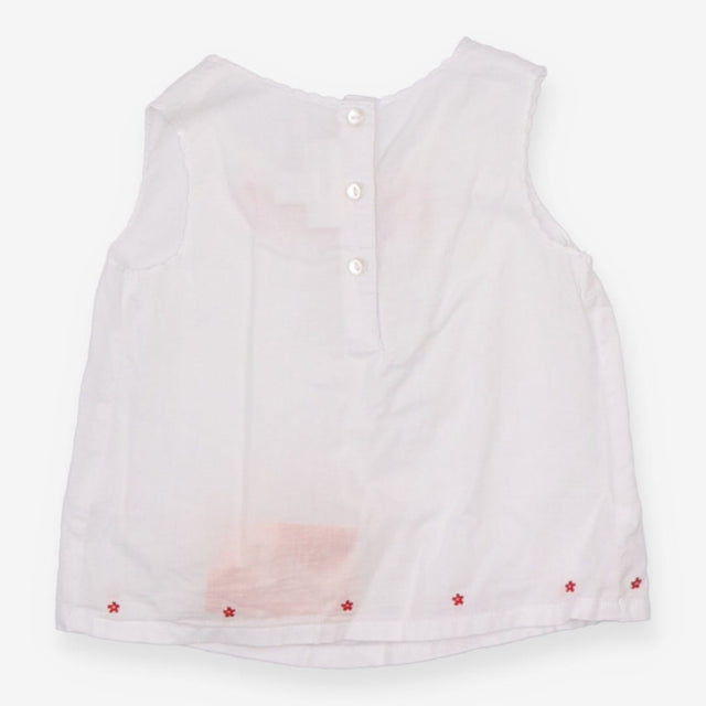 Vest Woven White with Pink Detail