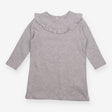 Dress Long Sleeve Grey with Frill Neckline