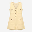 Playsuit Ecru Cream V Neck Button Front Viscose Li