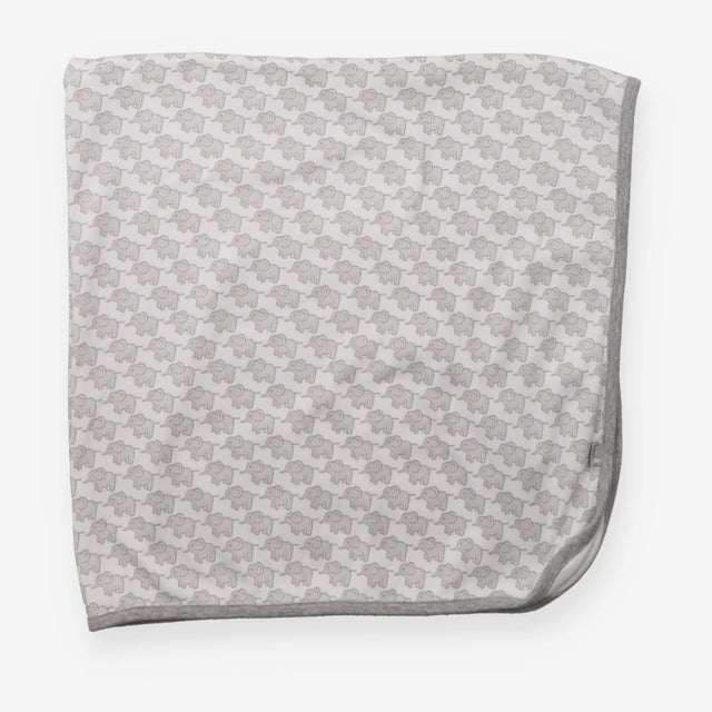 Blanket jersey white grey elephants