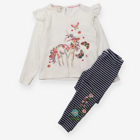 Outfit White Tunic Butterfly Unicorn with Navy Str