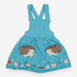 Blue Pinafore with Hedgehogs 