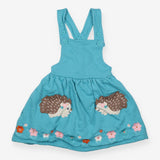 Blue Pinafore with Hedgehogs 