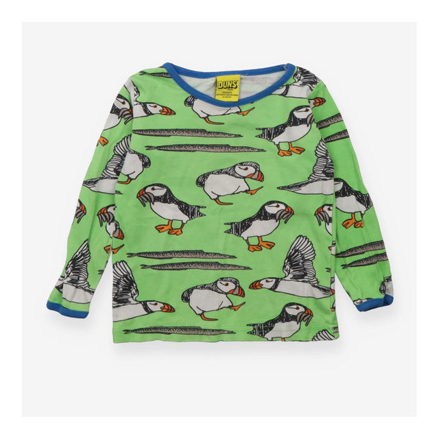 Tee Long Sleeve Bright Green with Puffins Prints