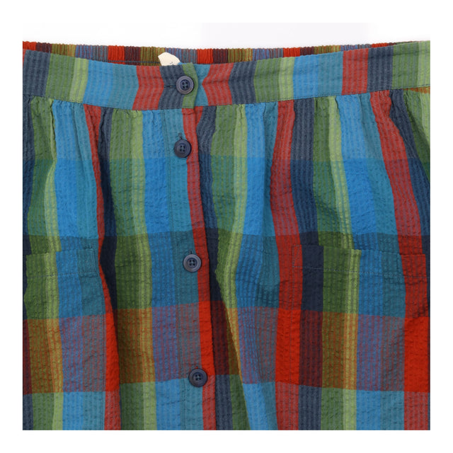 Skirt Pebble Drop Check Seersucker Cotton Midi